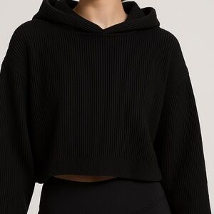 Alo Yoga Ribbed Cropped Hoodie – Size S